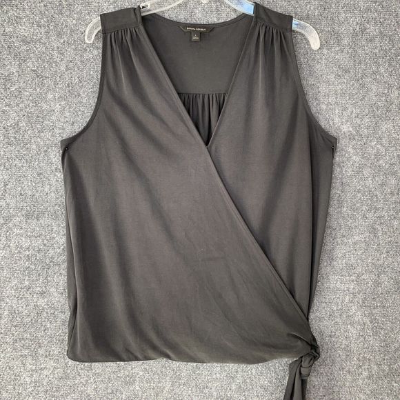 Banana Republic Women L Black Top Cross Over w/ Tie At Side Waist Sleeveless - Picture 1 of 10